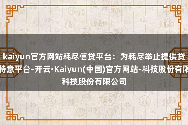 kaiyun官方网站耗尽信贷平台：为耗尽举止提供贷款的特意平台-开云·Kaiyun(中国)官方网站-科技股份有限公司